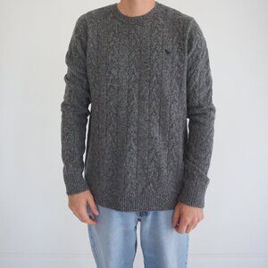 Abercrombie & Fitch Gray Cable Knit Sweater Wool Blend Classic Old Money XL